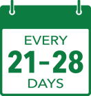 21-28 days calender icon green