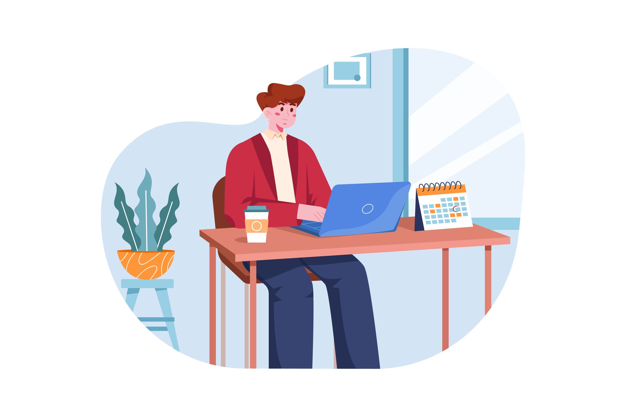 businessman working on laptop drawing illustration - ee