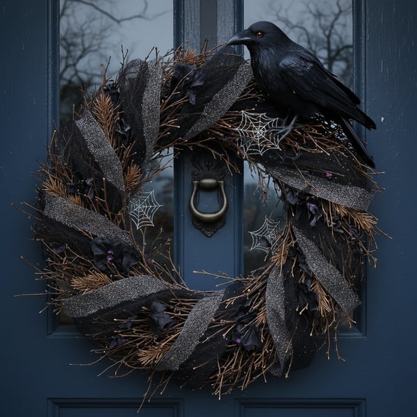 creepy raven wreath - gem