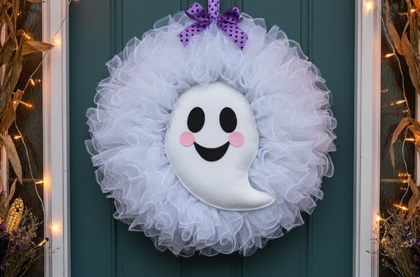 ghostly tulle wreath - gem