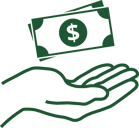 hand with coin green