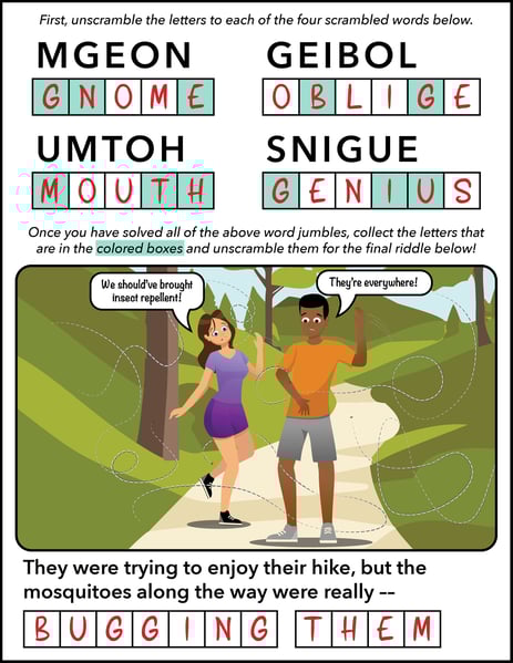 word jumble puzzle - layout - bugging them ANSWERS