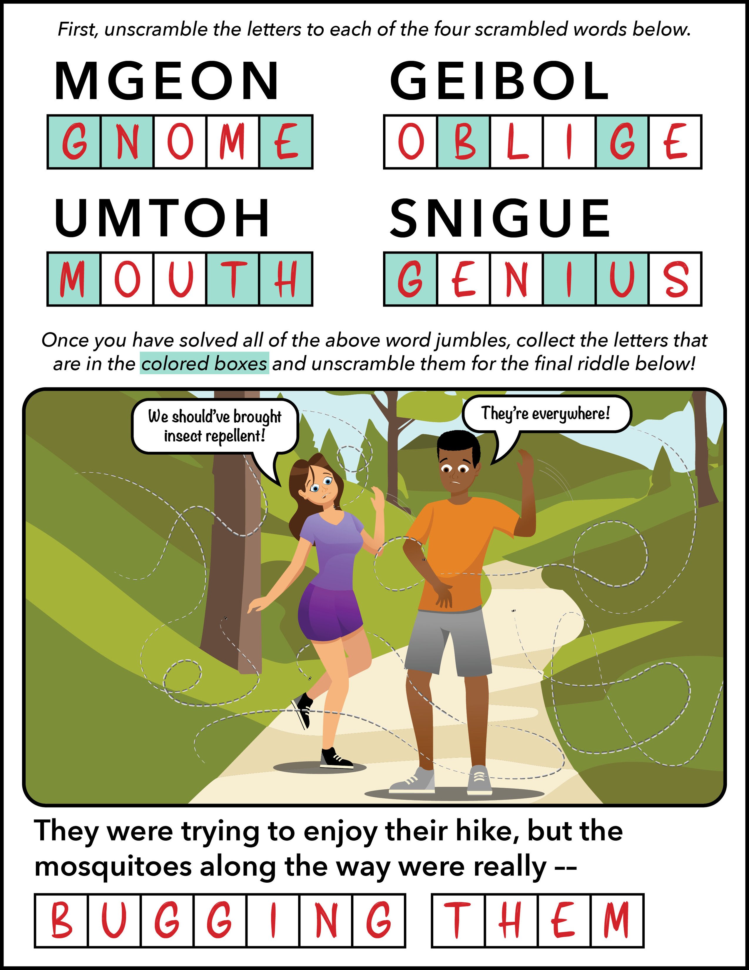 word jumble puzzle - layout - bugging them ANSWERS