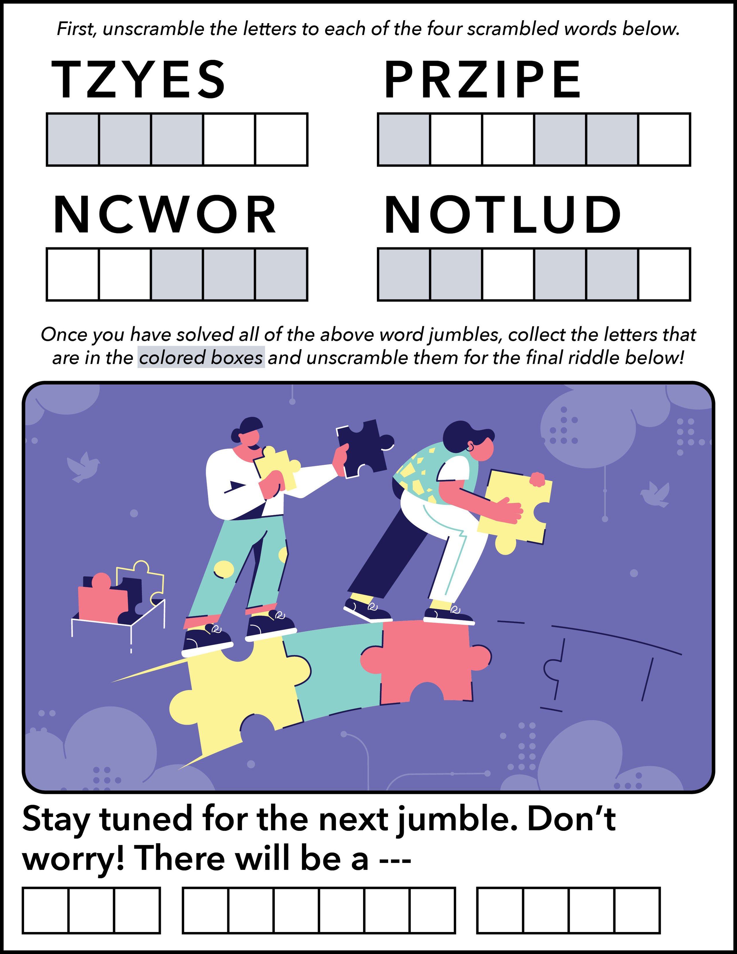 word jumble puzzle - layout - coming soon teaser