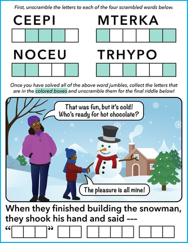 word jumble puzzle - layout - ice to meet you - winter 2026