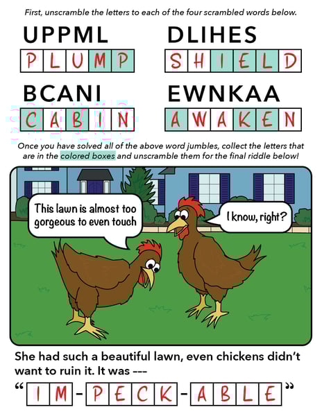word jumble puzzle - layout - im-peck-able - ANSWERS