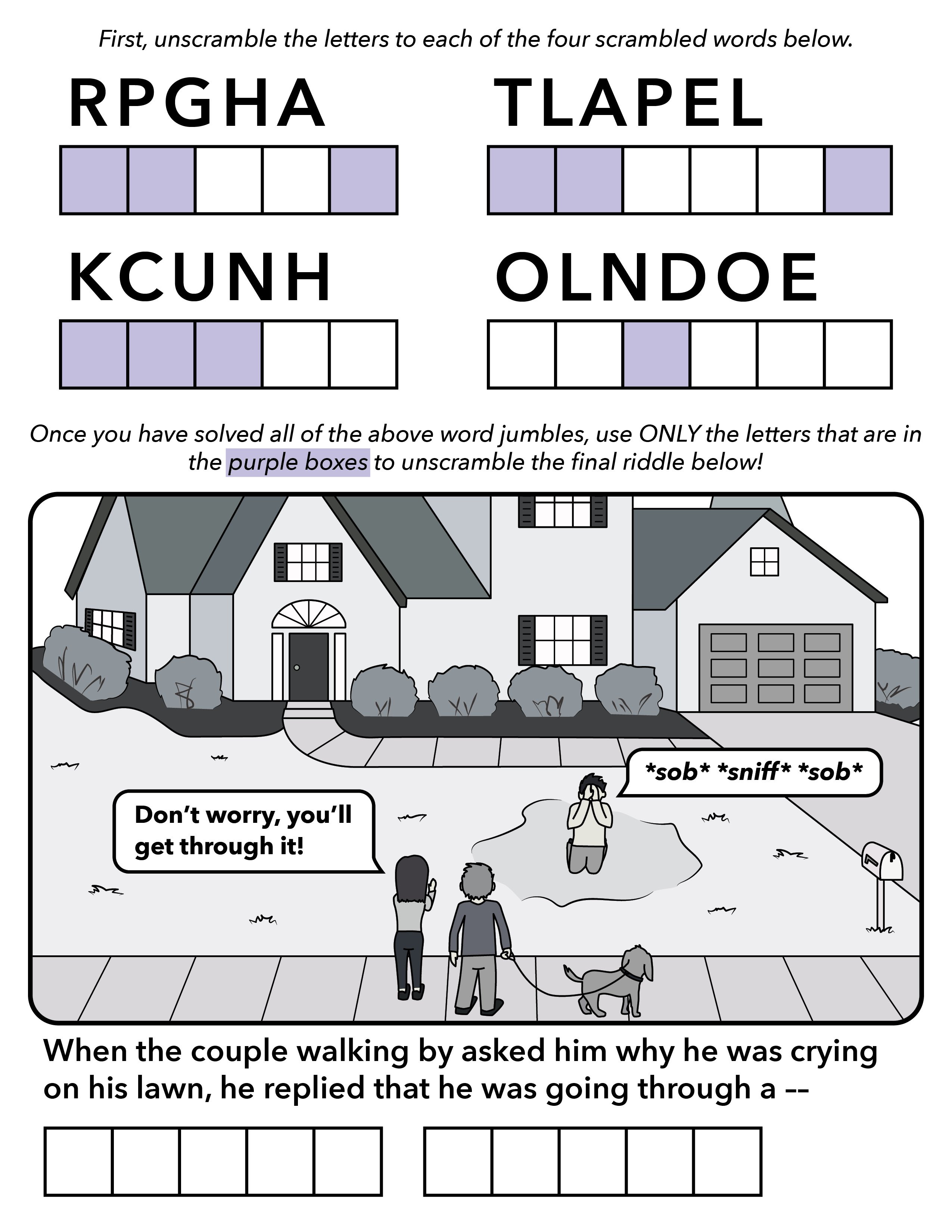 word jumble puzzle - layout - rough patch