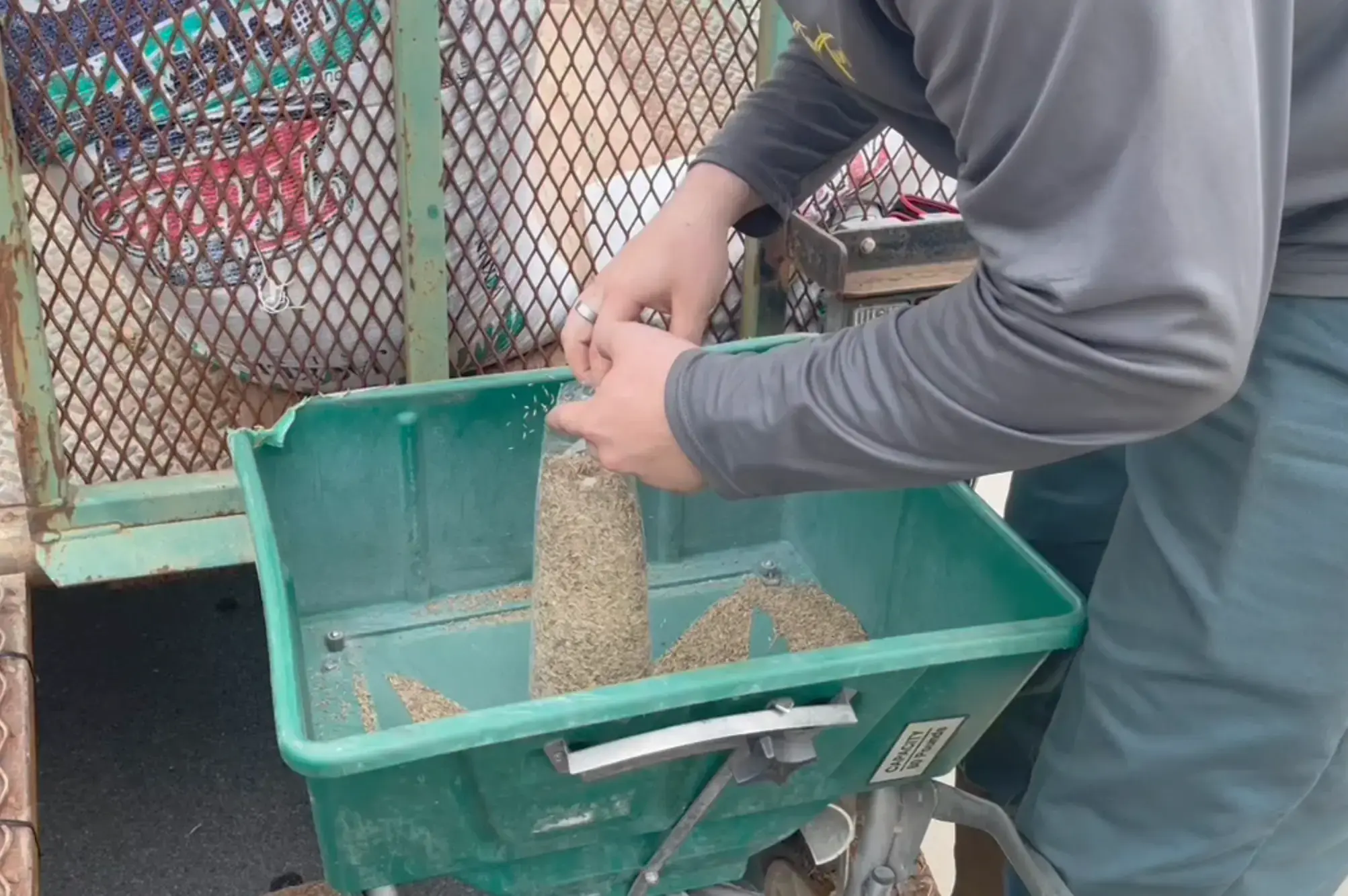 courtesy bag of seed top turf aeration and seeding
