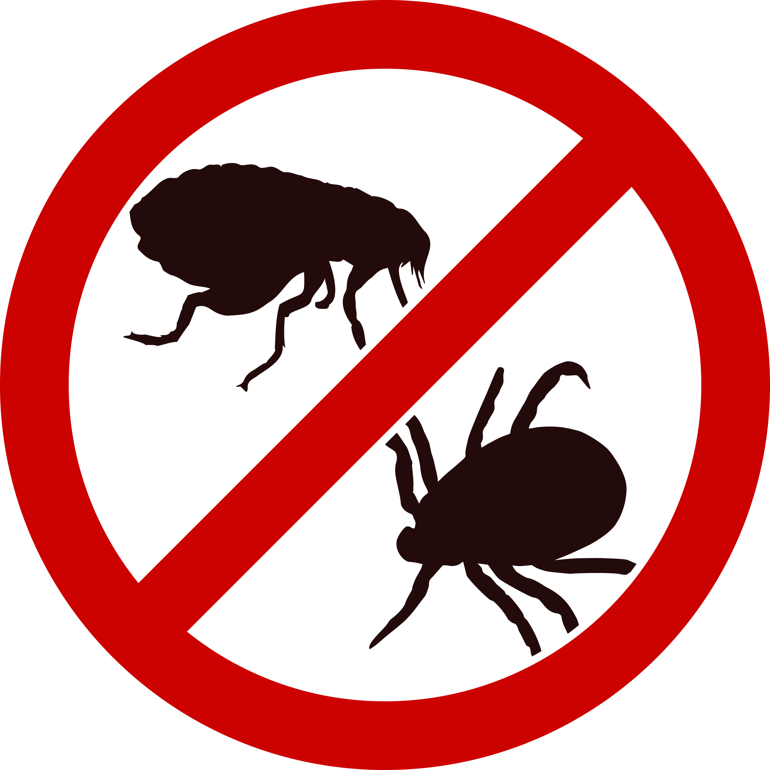 flea and tick icon Xout black red